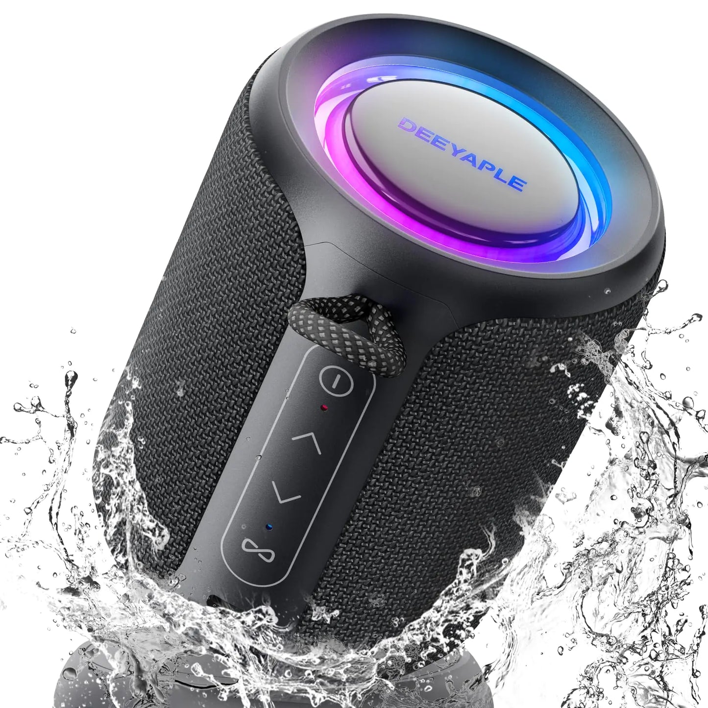 Bluetooth Speaker WirelessIP67 Waterproof & Dustproof Portable Speaker with Lights15W Loud Stereo Sound 2500mAh Battery All Day Playtime TWS Pairing BT5.3for Home/Party/Outdoor/Beach - Black